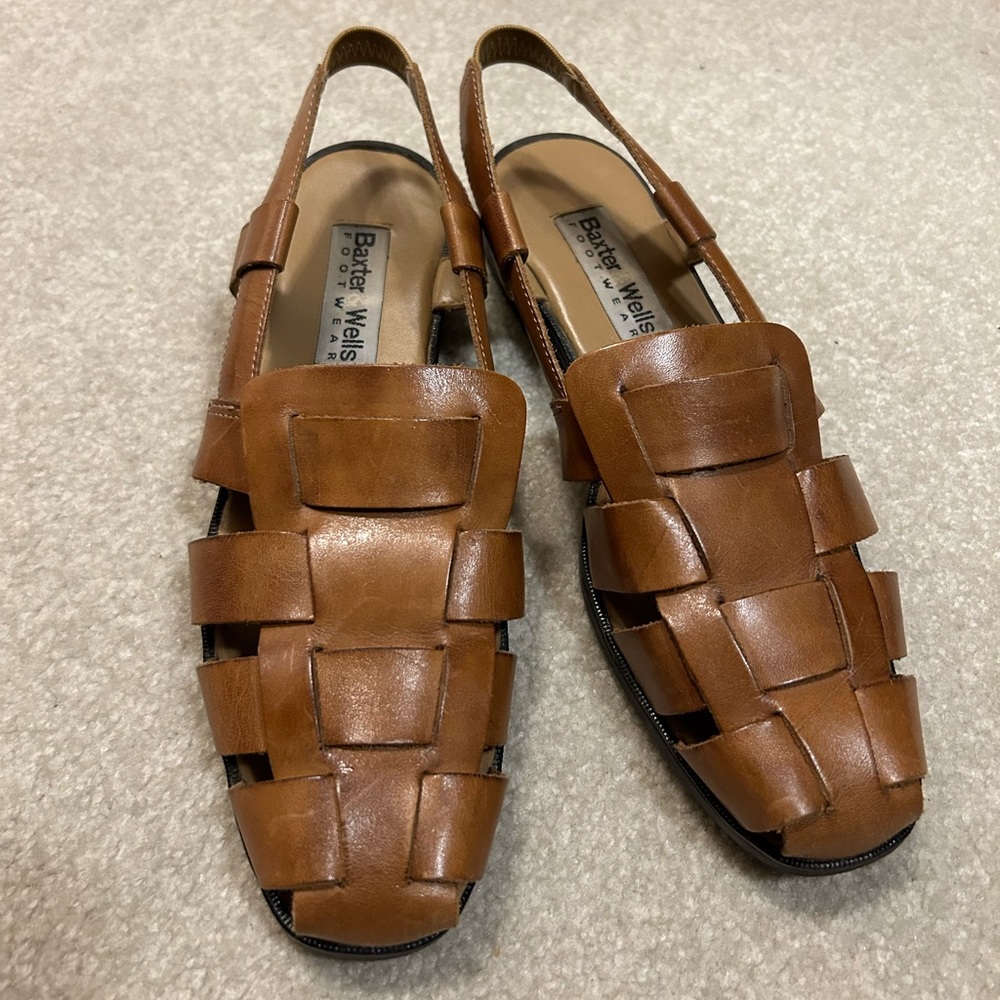 Vintage Brown Leather Mules